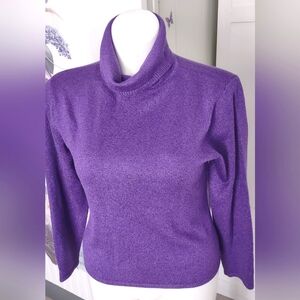 Talbot Size Lg Holiday Worthy Purple 85% wool Sweater With Metallic Sparkle EUC